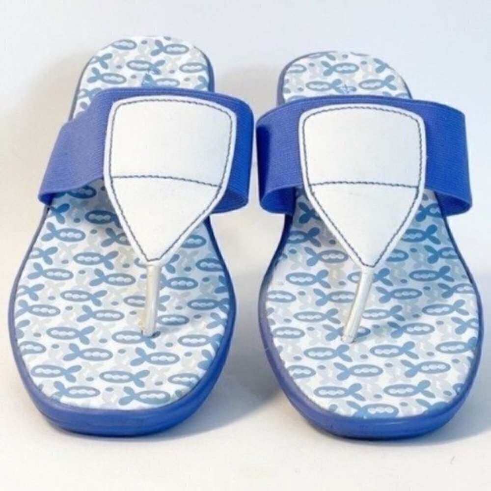 Fresh Produce Periwinkle Blue Fishy Thong Sandals shoes size 9 Flip flops - Picture 4 of 12